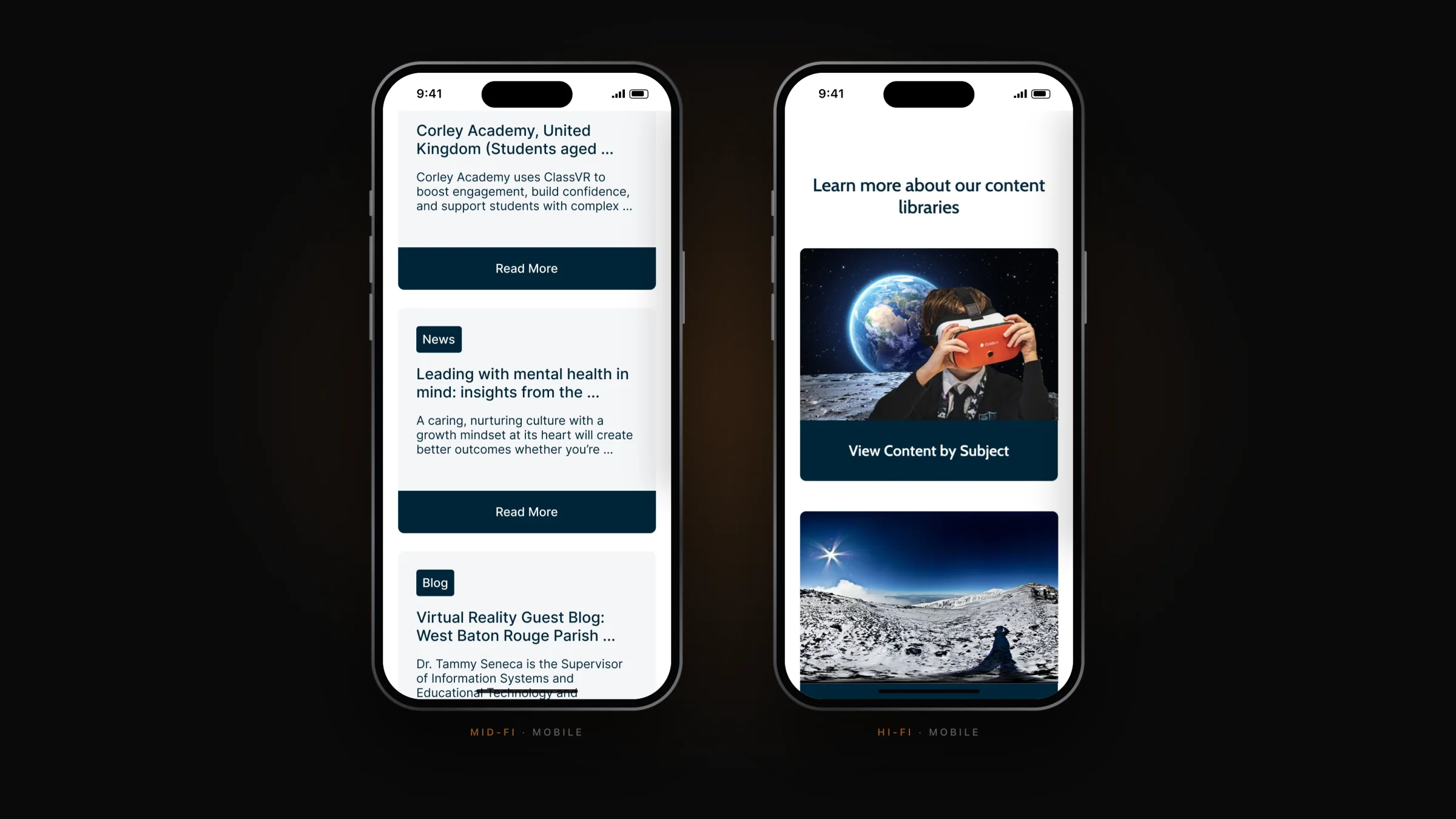 Mobile homepage, mid-scroll