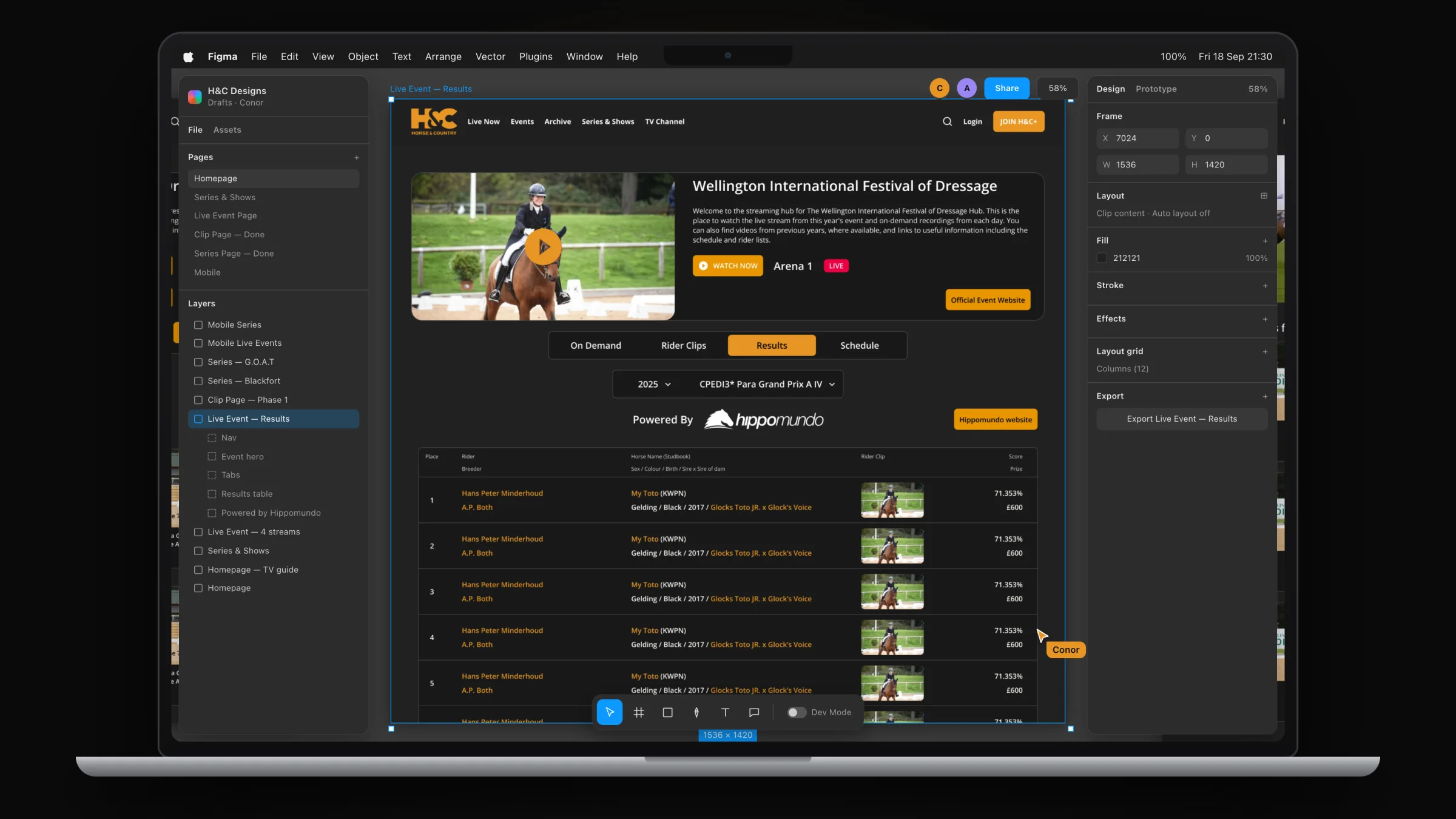 Live event: results, powered by Hippomundo