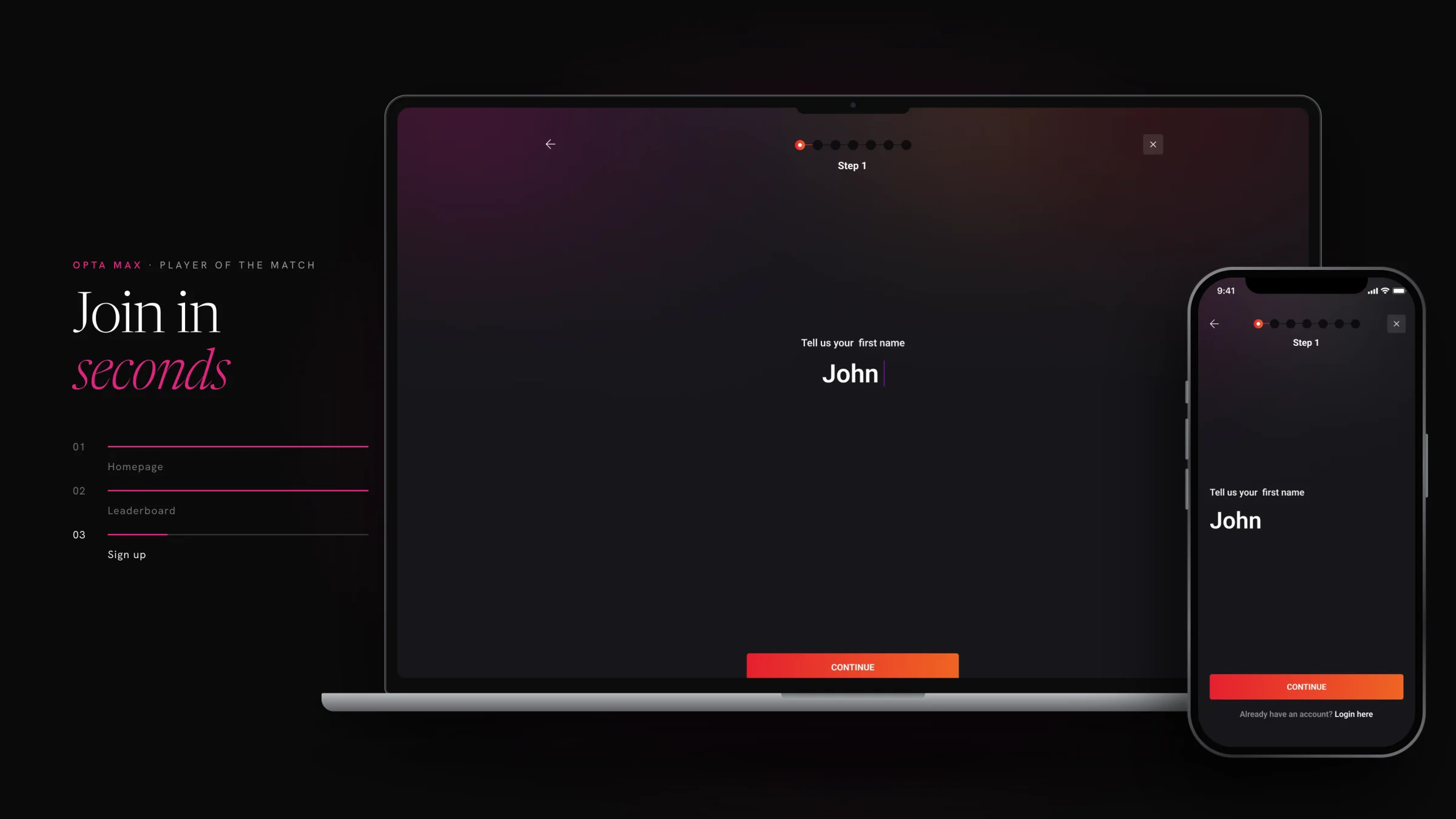 Sign up: one question per step